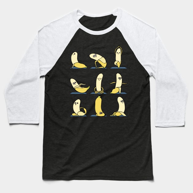 Banana Yoga Baseball T-Shirt by huebucket